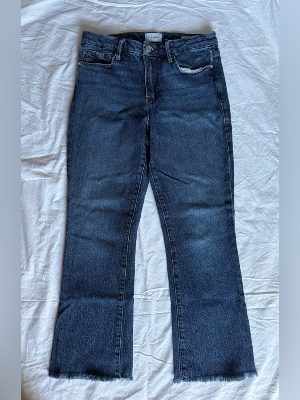 FRAME Le Crop Mini Boot Cut Medium Wash Jeans Size 27 - Picture 3 of 13